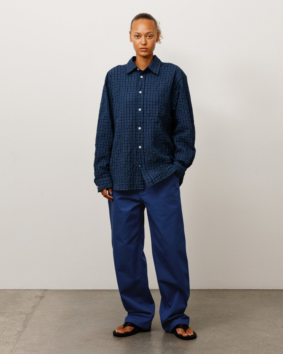 STANDARD CRINKLE SHIRT - Navy Check