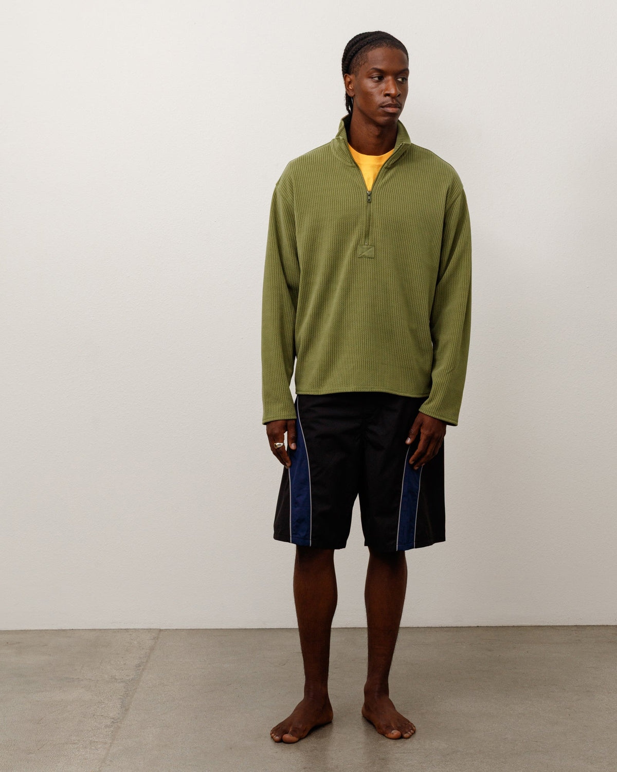 HALF ZIP THERMAL MOCK NECK - Olive