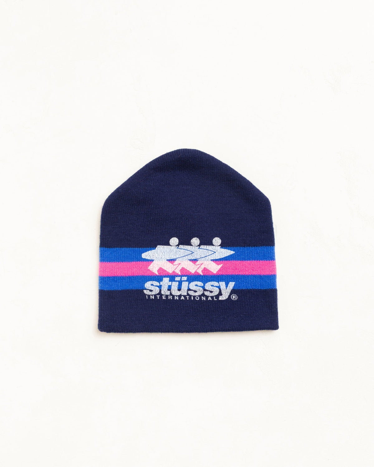 STRIPE SKI BEANIE - Navy